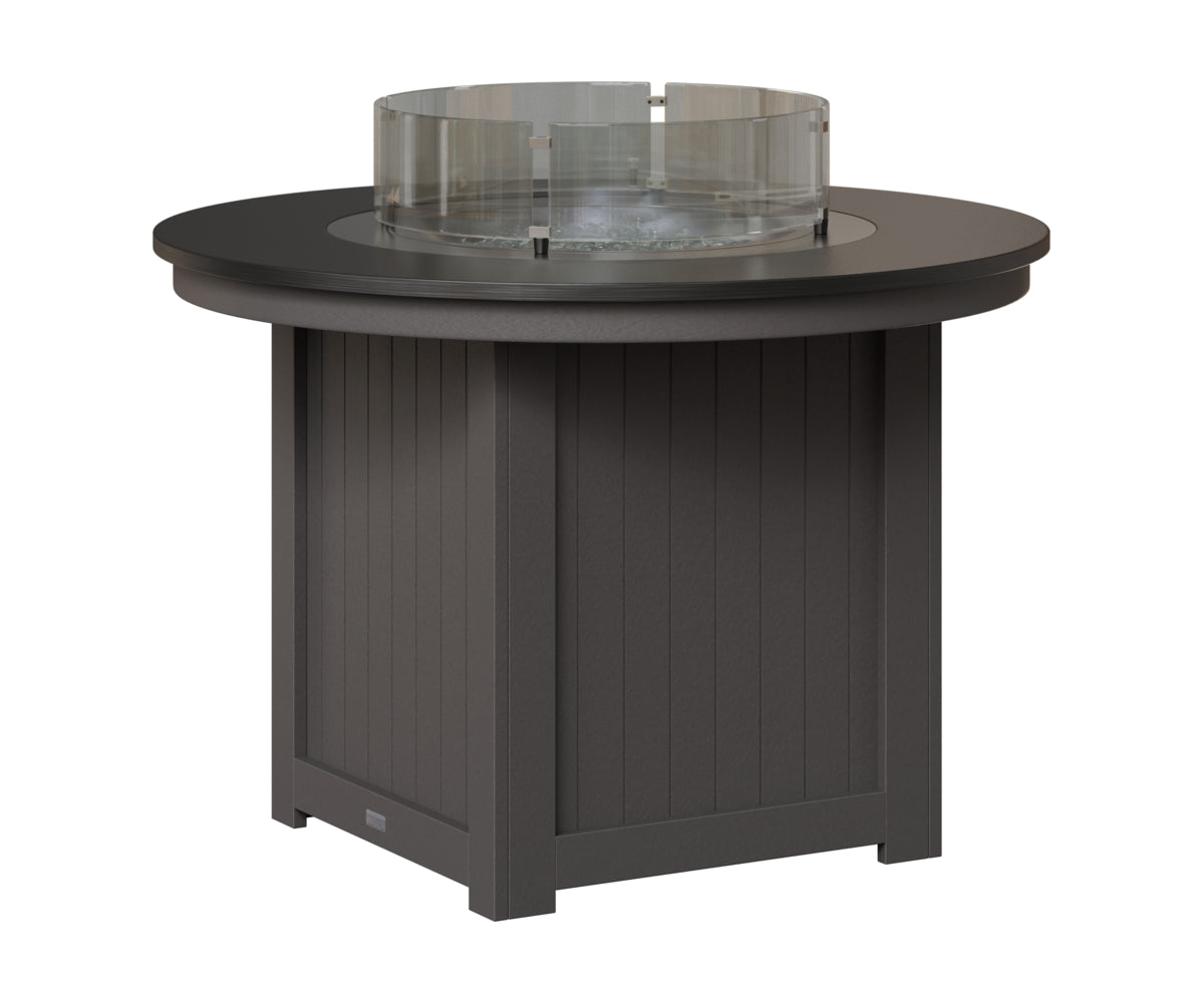 Berlin Gardens Donoma 44" Round Fire Table Dining in Smoke Gray, Hammered Black top