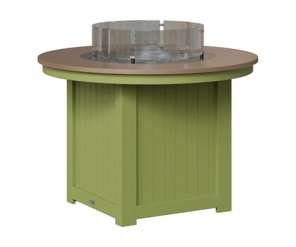 Berlin Gardens Donoma 44" Round Fire Table Dining in Kiwi Green, Hammered Bronze top