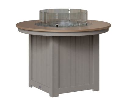 Berlin Gardens Donoma 44" Round Fire Table Dining in Light Gray, Hammered Bronze top