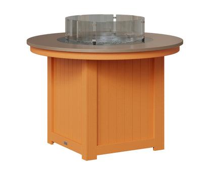 Berlin Gardens Donoma 44" Round Fire Table Dining in Mango Orange, Hammered Bronze top