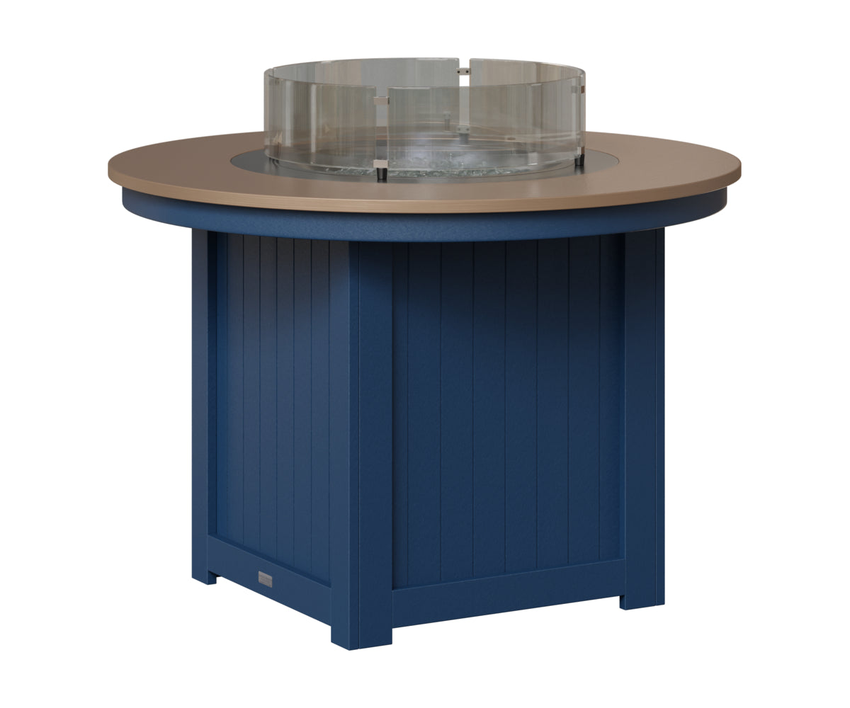 Berlin Gardens Donoma 44" Round Fire Table Dining in Navy Blue, Hammered Bronze top