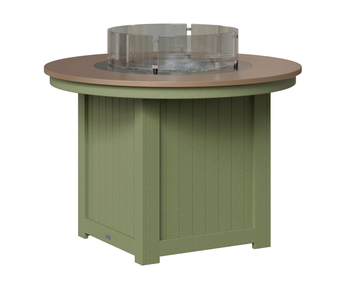 Berlin Gardens Donoma 44" Round Fire Table Dining in Sage, Hammered Bronze top
