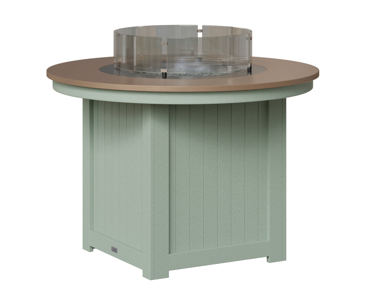 Berlin Gardens Donoma 44" Round Fire Table Dining in Sea Foam, Hammered Bronze top
