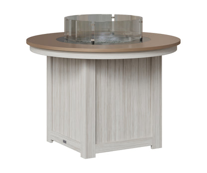 Berlin Gardens Donoma 44" Round Fire Table Dining in Seashell, Hammered Bronze top