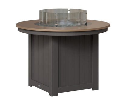 Berlin Gardens Donoma 44" Round Fire Table Dining in Smoke Gray, Hammered Bronze top