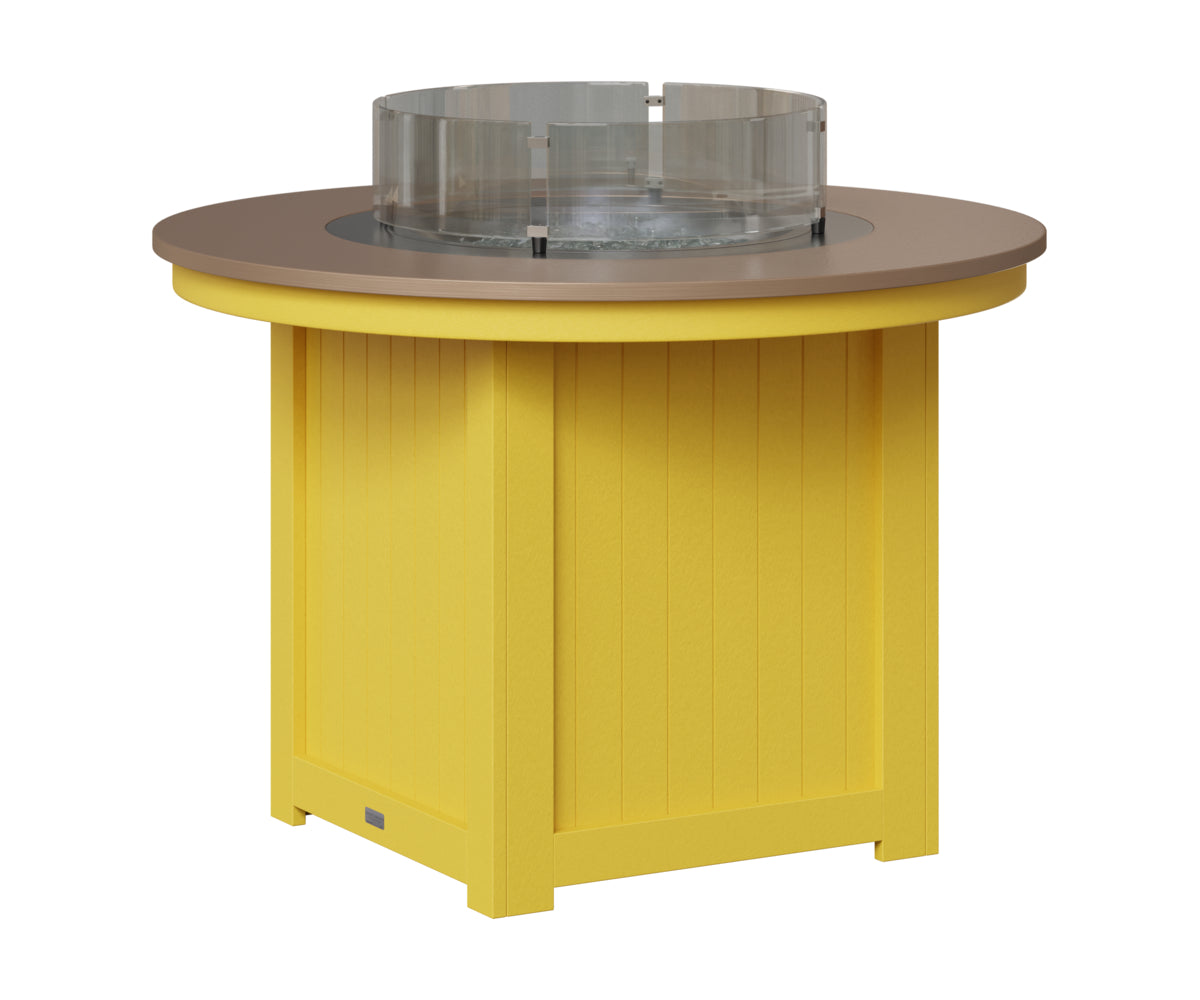 Berlin Gardens Donoma 44" Round Fire Table Dining in Sunburst Yellow, Hammered Bronze top