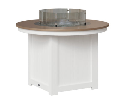 Berlin Gardens Donoma 44" Round Fire Table Dining in White, Hammered Bronze top
