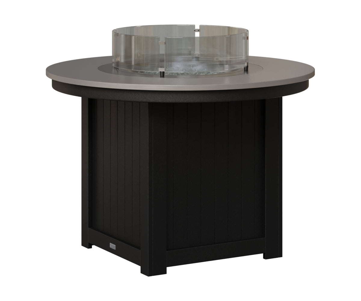 Berlin Gardens Donoma 44" Round Fire Table Dining in Black, Hammered Stainless top
