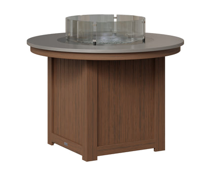 Berlin Gardens Donoma 44" Round Fire Table Dining in Brazilian Walnut, Hammered Stainless top