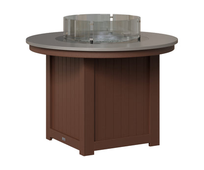Berlin Gardens Donoma 44" Round Fire Table Dining in Chocolate Brown, Hammered Stainless top