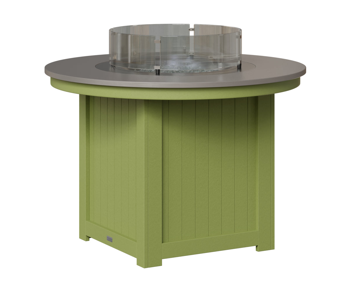 Berlin Gardens Donoma 44" Round Fire Table Dining in Kiwi Green, Hammered Stainless top