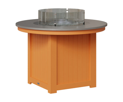 Berlin Gardens Donoma 44" Round Fire Table Dining in Mango Orange, Hammered Stainless top