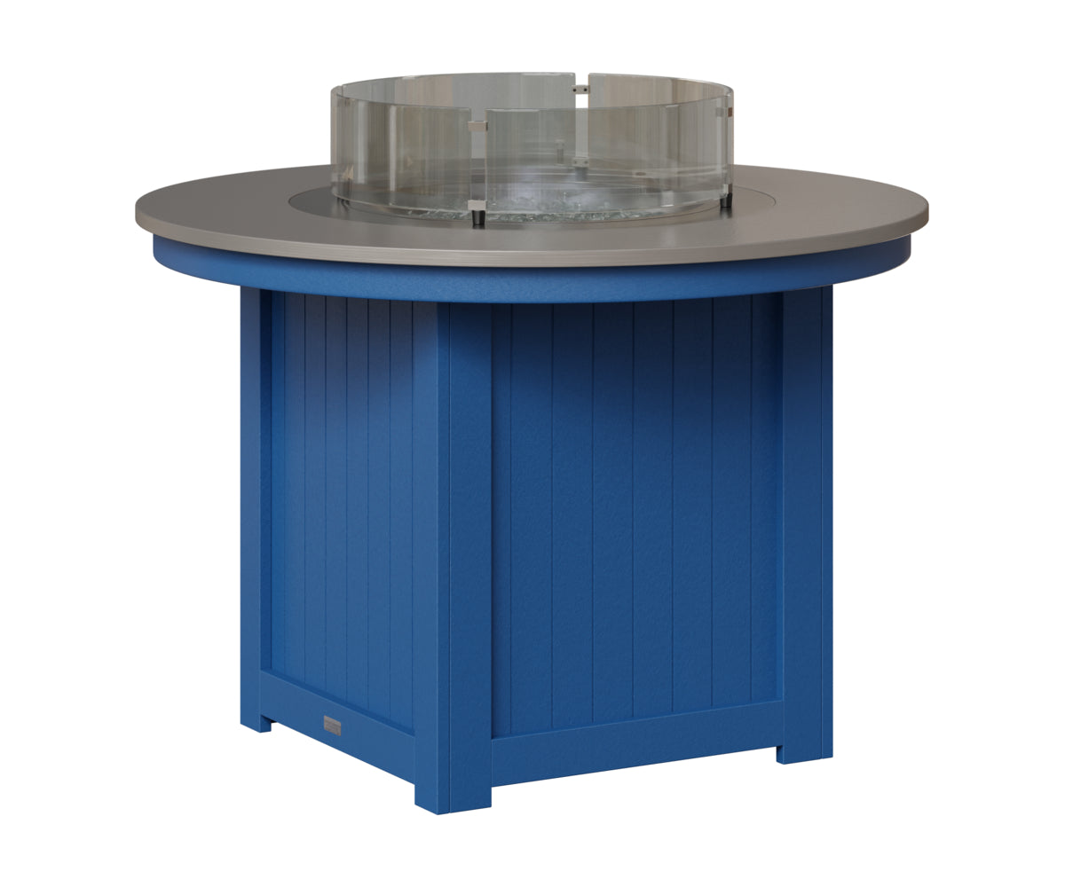 Berlin Gardens Donoma 44" Round Fire Table Dining in Pacific Blue, Hammered Stainless top