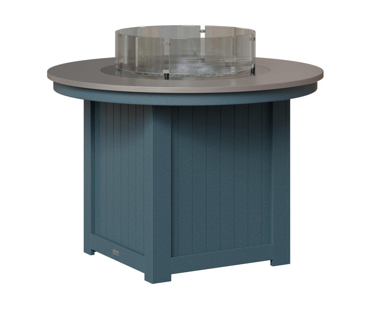 Berlin Gardens Donoma 44" Round Fire Table Dining in Slate, Hammered Stainless top