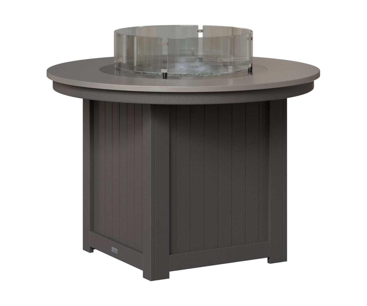 Berlin Gardens Donoma 44" Round Fire Table Dining in Smoke Gray, Hammered Stainless top