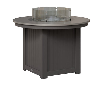 Berlin Gardens Donoma 44" Round Fire Table Dining in Smoke Gray, Hammered Stainless top