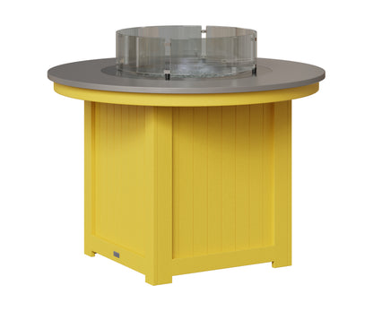 Berlin Gardens Donoma 44" Round Fire Table Dining in Sunburst Yellow, Hammered Stainless top