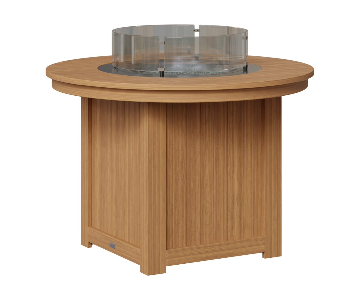 Berlin Gardens Donoma 44" Round Fire Table Dining in Natural Teak