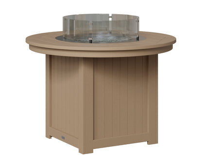Berlin Gardens Donoma 44" Round Fire Table Dining in Weatherwood