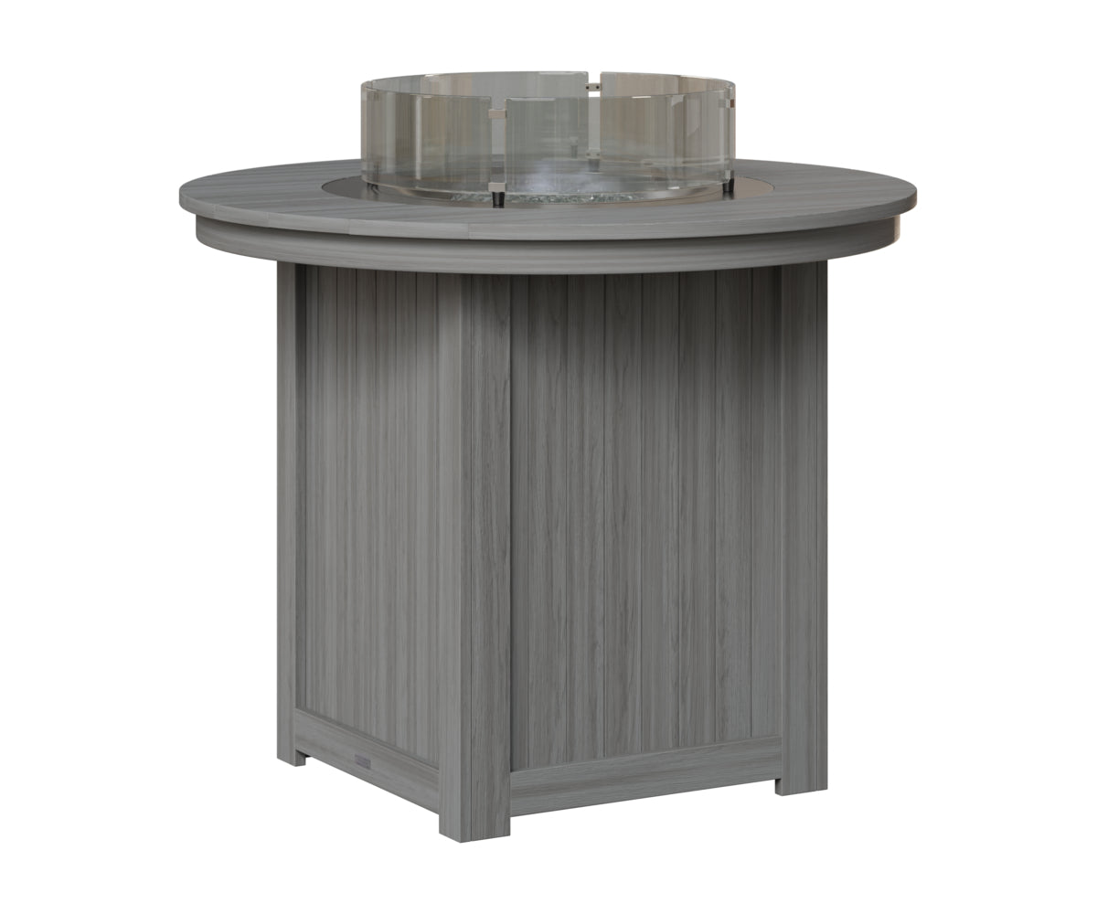 Berlin Gardens Donoma 44" Round Fire Table Counter in Driftwood Gray