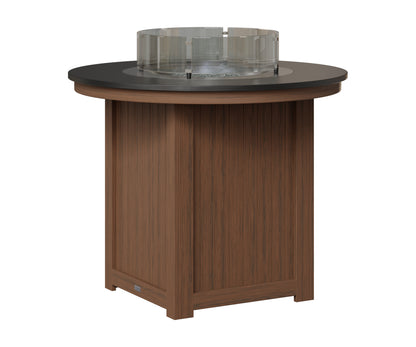 Berlin Gardens Donoma 44" Round Fire Table Counter in Brazilian Walnut, Hammered Black top