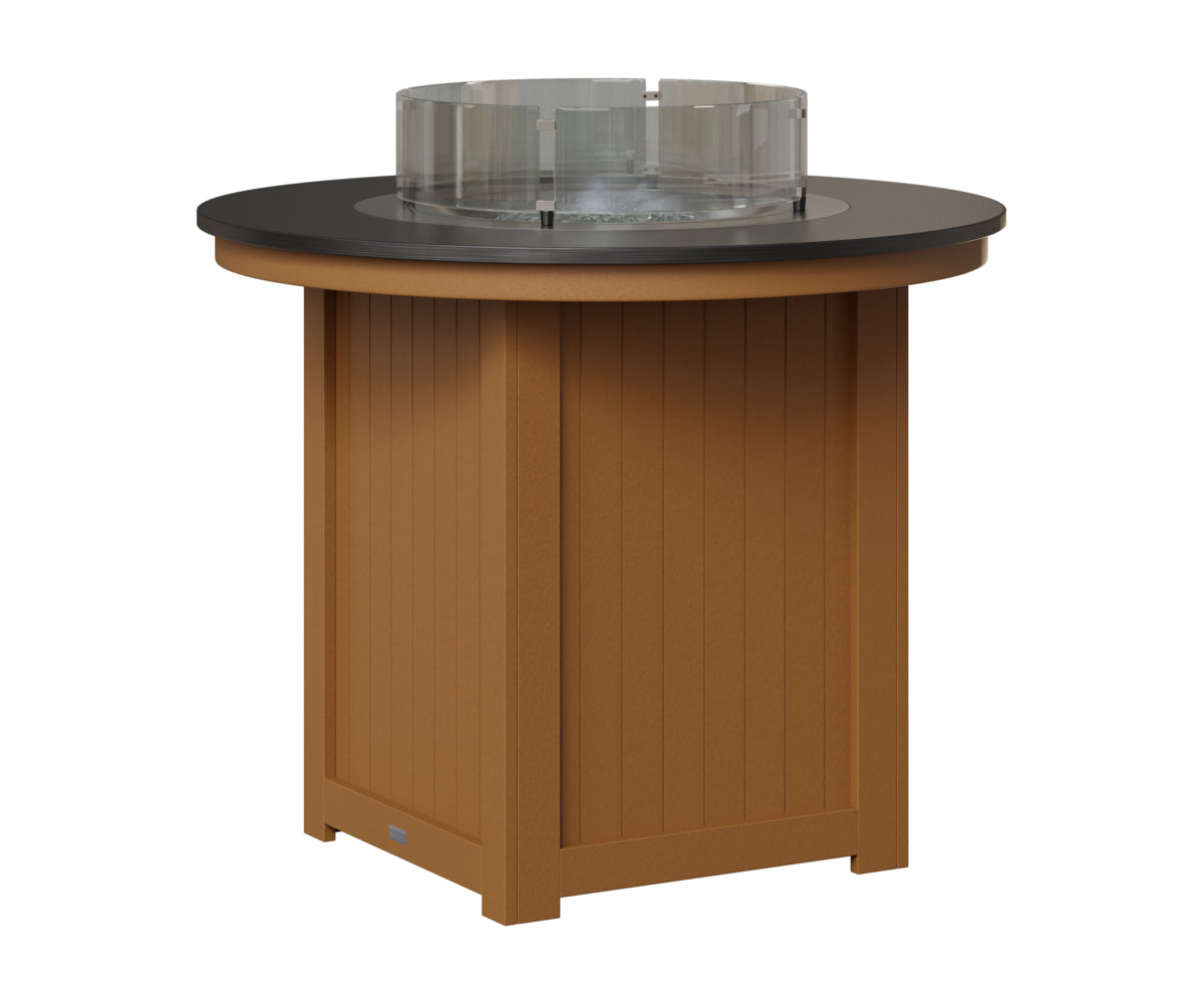 Berlin Gardens Donoma 44" Round Fire Table Counter in Cedar, Hammered Black top