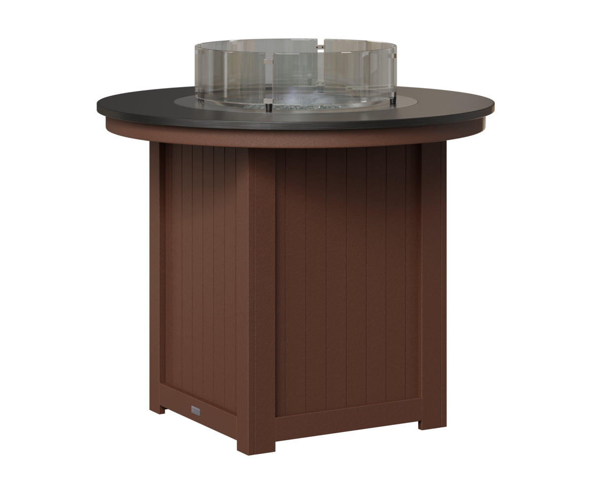 Berlin Gardens Donoma 44" Round Fire Table Counter in Chocolate Brown, Hammered Black top
