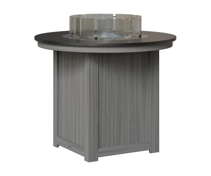 Berlin Gardens Donoma 44" Round Fire Table Counter in Driftwood Gray, Hammered Black top