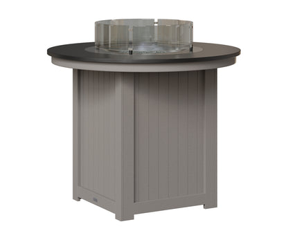 Berlin Gardens Donoma 44" Round Fire Table Counter in Light Gray, Hammered Black top