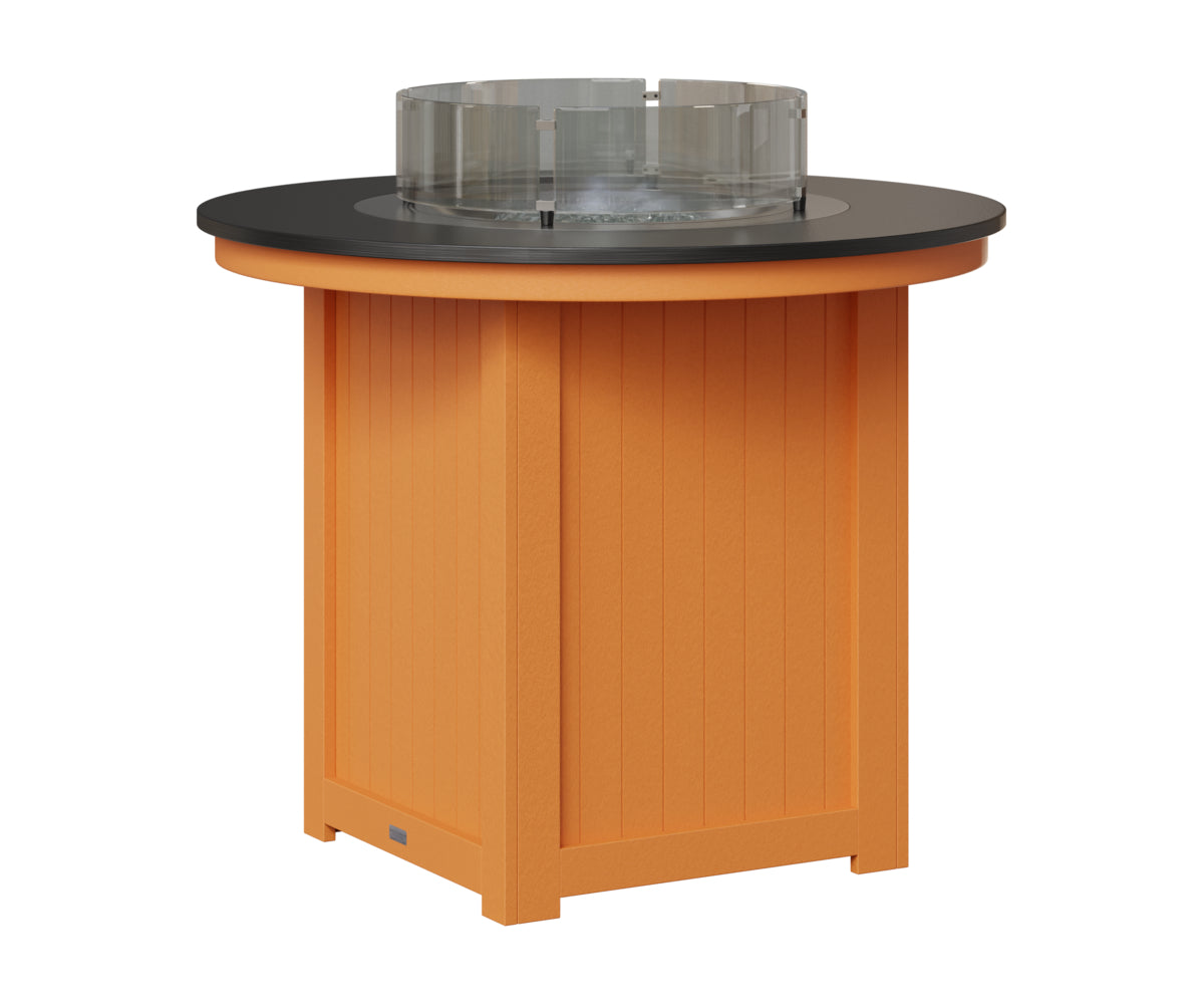 Berlin Gardens Donoma 44" Round Fire Table Counter in Mango Orange, Hammered Black top
