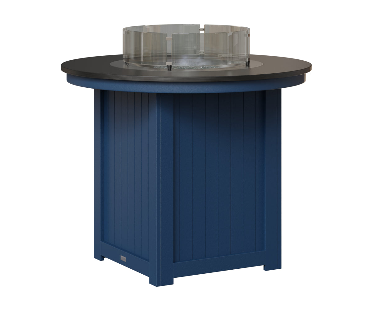 Berlin Gardens Donoma 44" Round Fire Table Counter in Navy Blue, Hammered Black top
