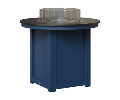 Berlin Gardens Donoma 44" Round Fire Table Counter in Navy Blue, Hammered Black top