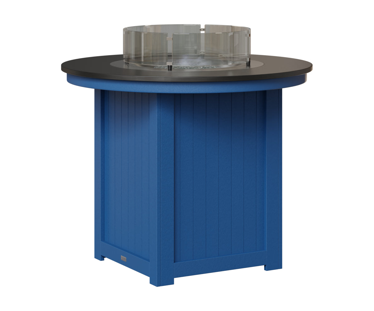 Berlin Gardens Donoma 44" Round Fire Table Counter in Pacific Blue, Hammered Black top