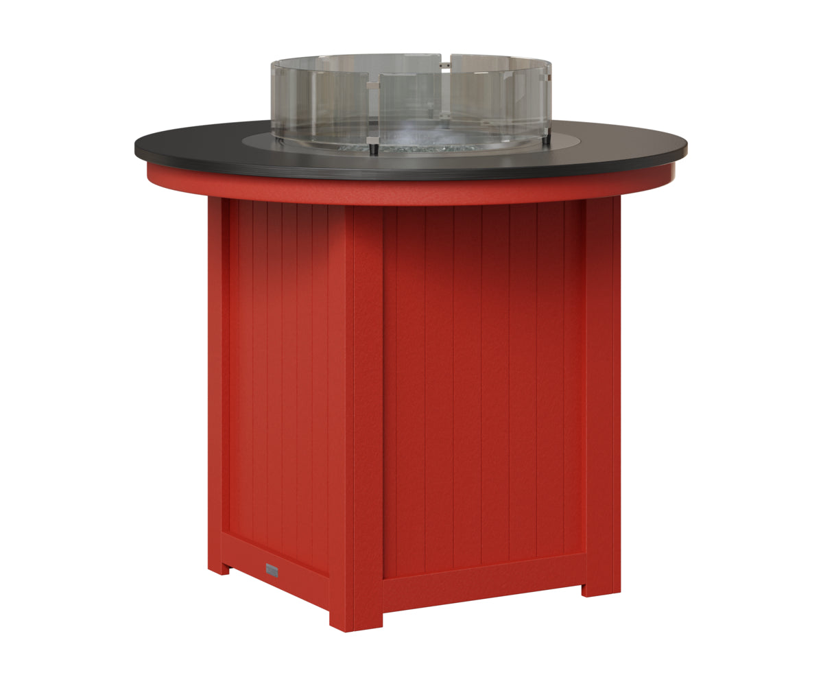 Berlin Gardens Donoma 44" Round Fire Table Counter in Scarlet Red, Hammered Black top