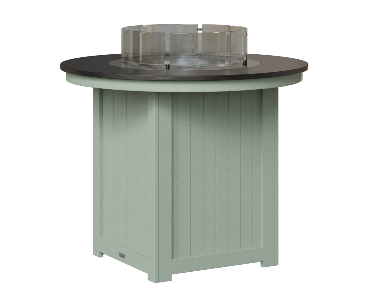 Berlin Gardens Donoma 44" Round Fire Table Counter in Sea Foam, Hammered Black top
