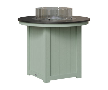 Berlin Gardens Donoma 44" Round Fire Table Counter in Sea Foam, Hammered Black top