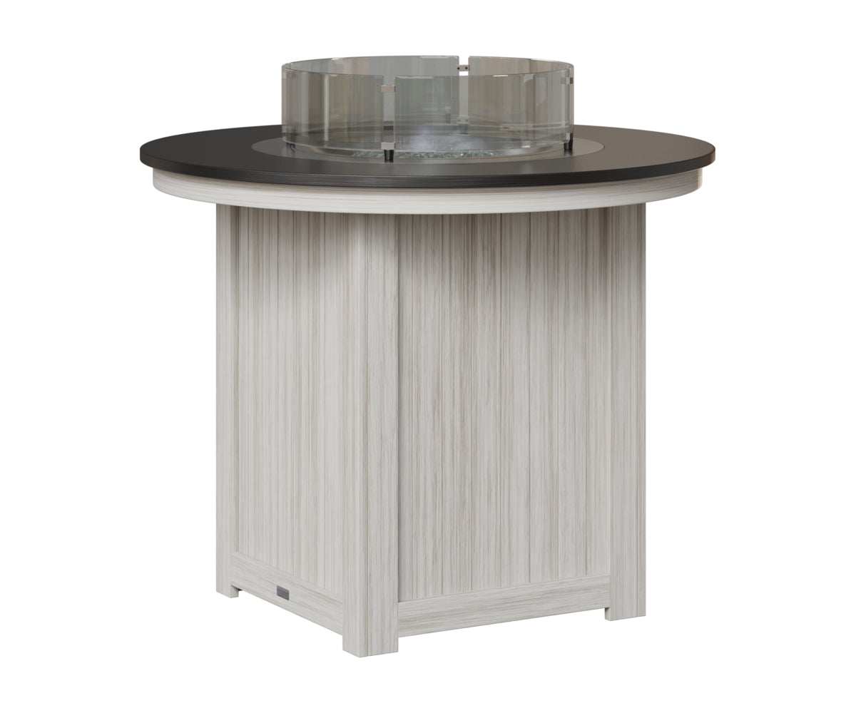 Berlin Gardens Donoma 44" Round Fire Table Counter in Seashell, Hammered Black top