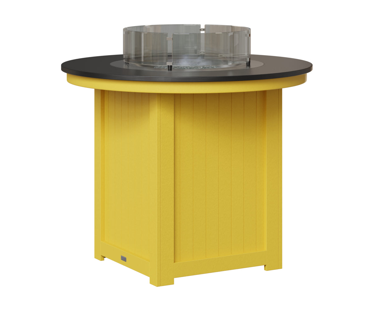 Berlin Gardens Donoma 44" Round Fire Table Counter in Sunburst Yellow, Hammered Black top