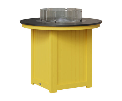 Berlin Gardens Donoma 44" Round Fire Table Counter in Sunburst Yellow, Hammered Black top