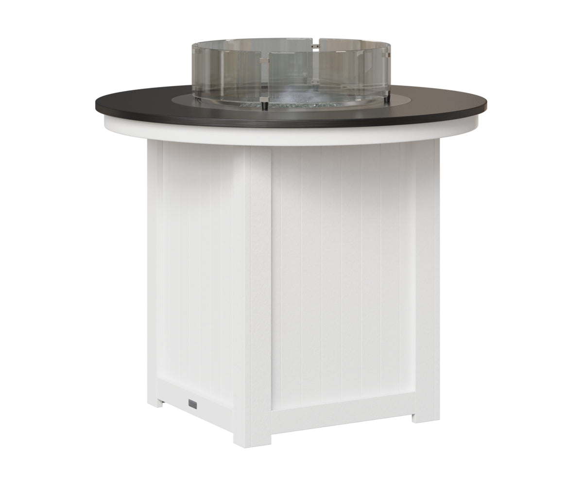 Berlin Gardens Donoma 44" Round Fire Table Counter in White, Hammered Black top