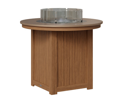 Berlin Gardens Donoma 44" Round Fire Table Counter in Antique Mahogany, Hammered Bronze top
