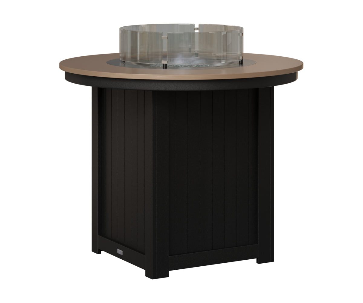 Berlin Gardens Donoma 44" Round Fire Table Counter in Black, Hammered Bronze top