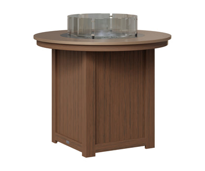 Berlin Gardens Donoma 44" Round Fire Table Counter in Brazilian Walnut, Hammered Bronze top