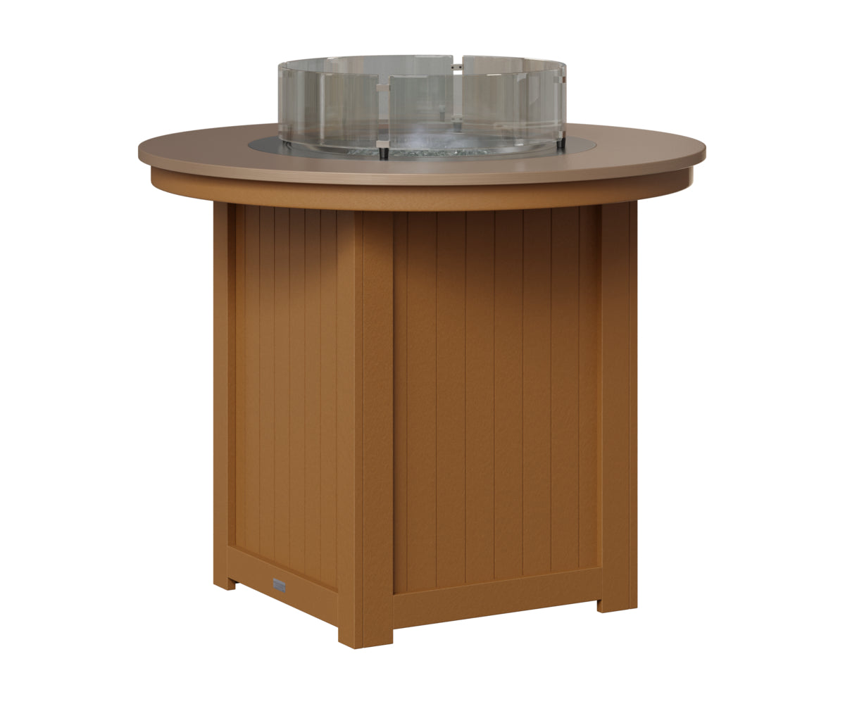 Berlin Gardens Donoma 44" Round Fire Table Counter in Cedar, Hammered Bronze top