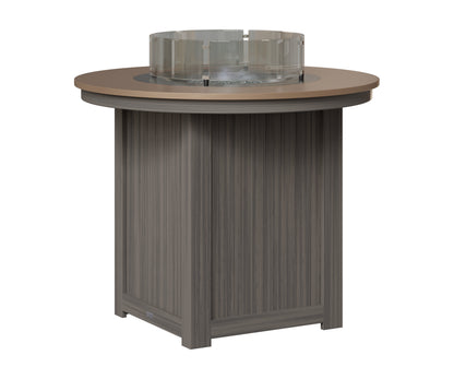 Berlin Gardens Donoma 44" Round Fire Table Counter in Coastal Gray, Hammered Bronze top