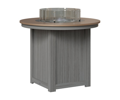 Berlin Gardens Donoma 44" Round Fire Table Counter in Driftwood Gray, Hammered Bronze top