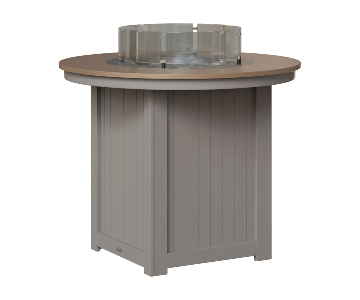 Berlin Gardens Donoma 44" Round Fire Table Counter in Light Gray, Hammered Bronze top