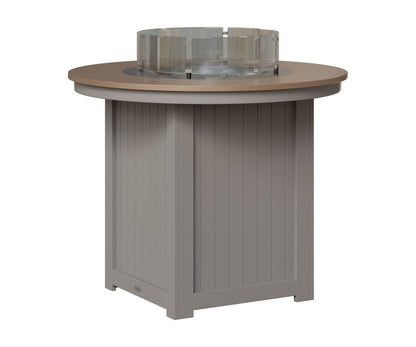 Berlin Gardens Donoma 44" Round Fire Table Counter in Light Gray, Hammered Bronze top