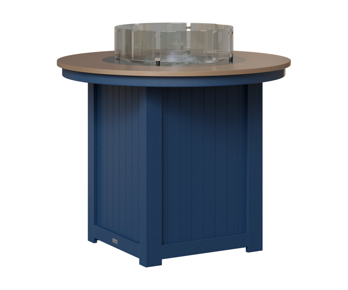 Berlin Gardens Donoma 44" Round Fire Table Counter in Navy Blue, Hammered Bronze top