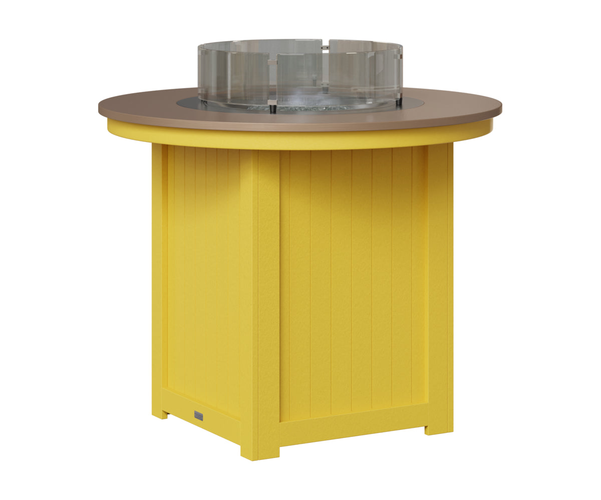 Berlin Gardens Donoma 44" Round Fire Table Counter in Sunburst Yellow, Hammered Bronze top